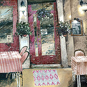 Картины и панно handmade. Livemaster - original item HOMEMADE PIZZA painting (burgundy, pink, beige). Handmade.