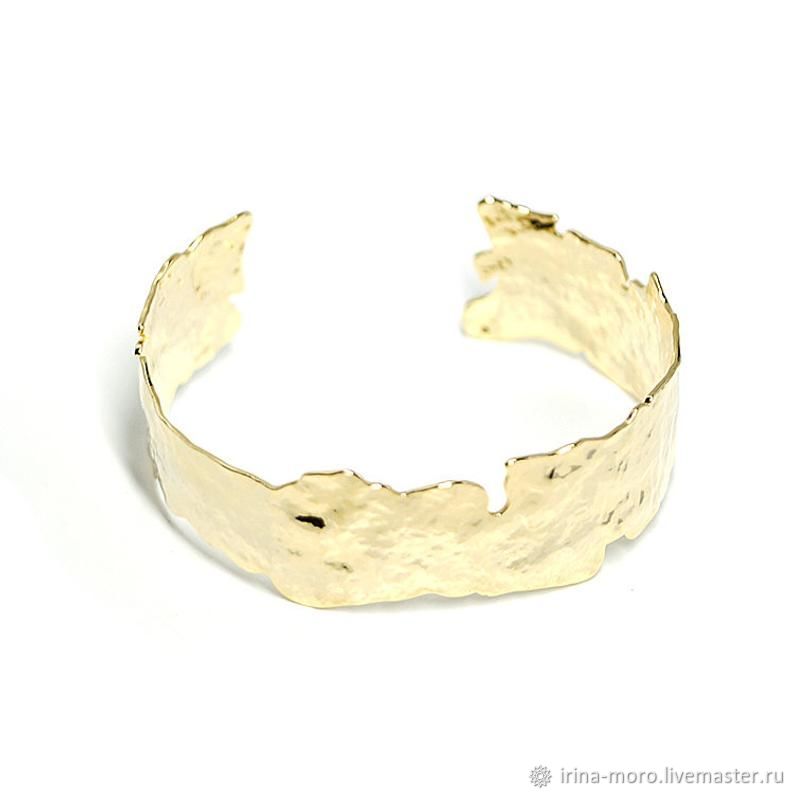 Браслет широкий золотой, массивный браслет, открытый браслет в интернет-магазине Ярмарка Мастеров по цене 2800 ₽ – MLA22RU