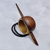 Резная деревянная шпилька для волос с тремя листочками