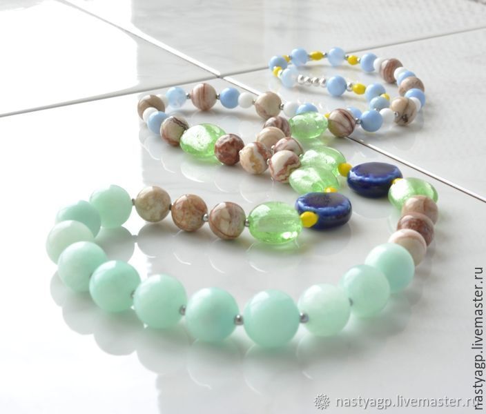 Beads of medium length Minty fresh, Necklace, Moscow,  Фото №1