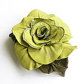 Украшения handmade. Livemaster - original item Leather brooch rose Duchess light green pear color. Handmade.