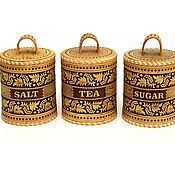 Посуда handmade. Livemaster - original item Set of delicacies Rowan Salt, Tea, Sugar # 2. Storage jars. Handmade.