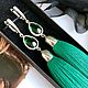 Earrings-brush Emerald Drop emerald green malachite. Tassel earrings. GolDFenix. Online shopping on My Livemaster.  Фото №2