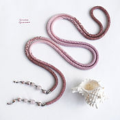 Украшения handmade. Livemaster - original item Lariat of beads with rose quartz and pearls Nude pale pink. Handmade.