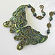 Bib necklace 'emerald butterfly' made of polymer clay, Necklace, Voronezh,  Фото №1