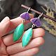 Double earrings with charoite and chrysoprase. Earrings. Ural Jeweler (artelVogul). Online shopping on My Livemaster.  Фото №2