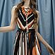 Sleeveless Striped Maxi Strap Dress, Boho Style Sundress, Slit Dress, Sundresses, St. Petersburg,  Фото №1