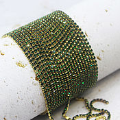Материалы для творчества handmade. Livemaster - original item Rhinestone chain 2 mm Emerald 10 cm green. Handmade.