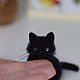 Черный котенок. Миниатюра из шерсти. Войлочная игрушка. Войлочные зверики Людмилы Демидович. Ярмарка Мастеров.  Фото №5