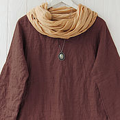 Одежда handmade. Livemaster - original item Brown linen blouse oversize. Handmade.