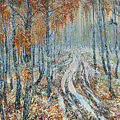 Картины и панно handmade. Livemaster - original item Oil Paintings In the autumn forest. The first snow.. Handmade.