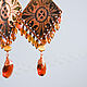 Order Copper earrings with boho pattern diamond earrings Red Orange. Strangell Jewelry. Livemaster. . Earrings Фото №3