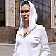 White Summer Hoodie, lightweight women's Hoodie made of cotton, Hoodie with hood, T-shirts, Novosibirsk,  Фото №1
