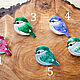 Small cute bird brooches, hand embroidered. Badge. Soleatoys. My Livemaster. Фото №5