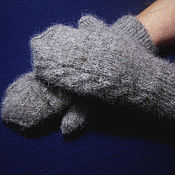 Аксессуары handmade. Livemaster - original item Double men`s knitted mittens Grey. Handmade.