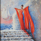 Картины и панно handmade. Livemaster - original item Interior painting in a frame. The Scarlet Angel of Cadiz. Cadiz.. Handmade.