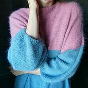 Одежда handmade. Livemaster - original item Delicate angora sweater pink and blue. Handmade.