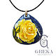 Pendant ' Yellow rose on lapis lazuli'. Pendants. greka. Online shopping on My Livemaster.  Фото №2