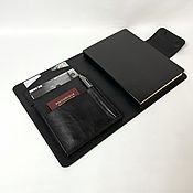 Канцелярские товары handmade. Livemaster - original item Black folder organizer made of genuine leather A4 format with a daily planner. Handmade.