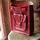 Burgundy bag handmade of genuine leather with a large pocket, Classic Bag, Moscow,  Фото №1