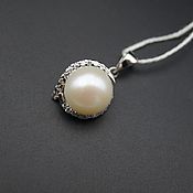 Украшения handmade. Livemaster - original item Silver pendant with white pearl 11 mm. Handmade.