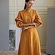 Mustard linen dress with a stand-up collar. Dresses. molinialife. Online shopping on My Livemaster.  Фото №2