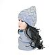Beanie grey hat and snood braids Merino demi-season women's set, Headwear Sets, Khanty-Mansiysk,  Фото №1