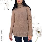 Sweater female Orchid, knitted, flowers, Merino wool