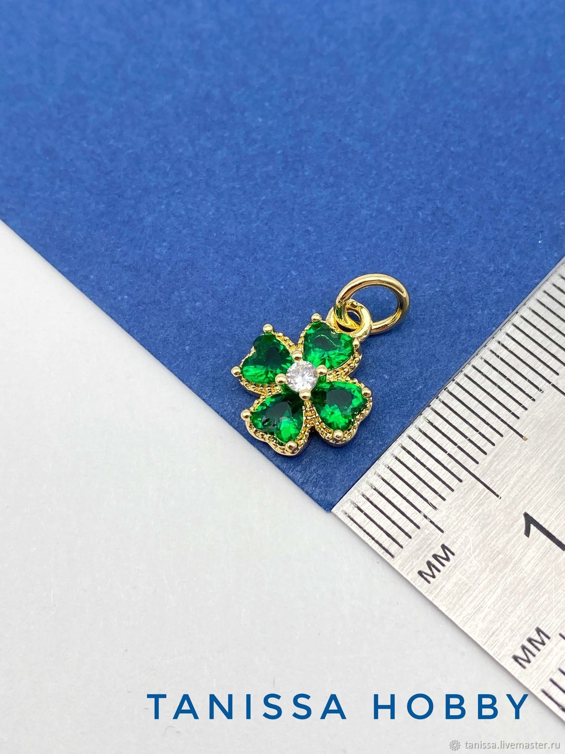 Подвеска кулон клевер 11мм, зелёный, позолота, А821 купить в интернет ...