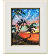Картины и панно handmade. Livemaster - original item Palm tree oil painting! Tahiti, islands, seascape. Handmade.