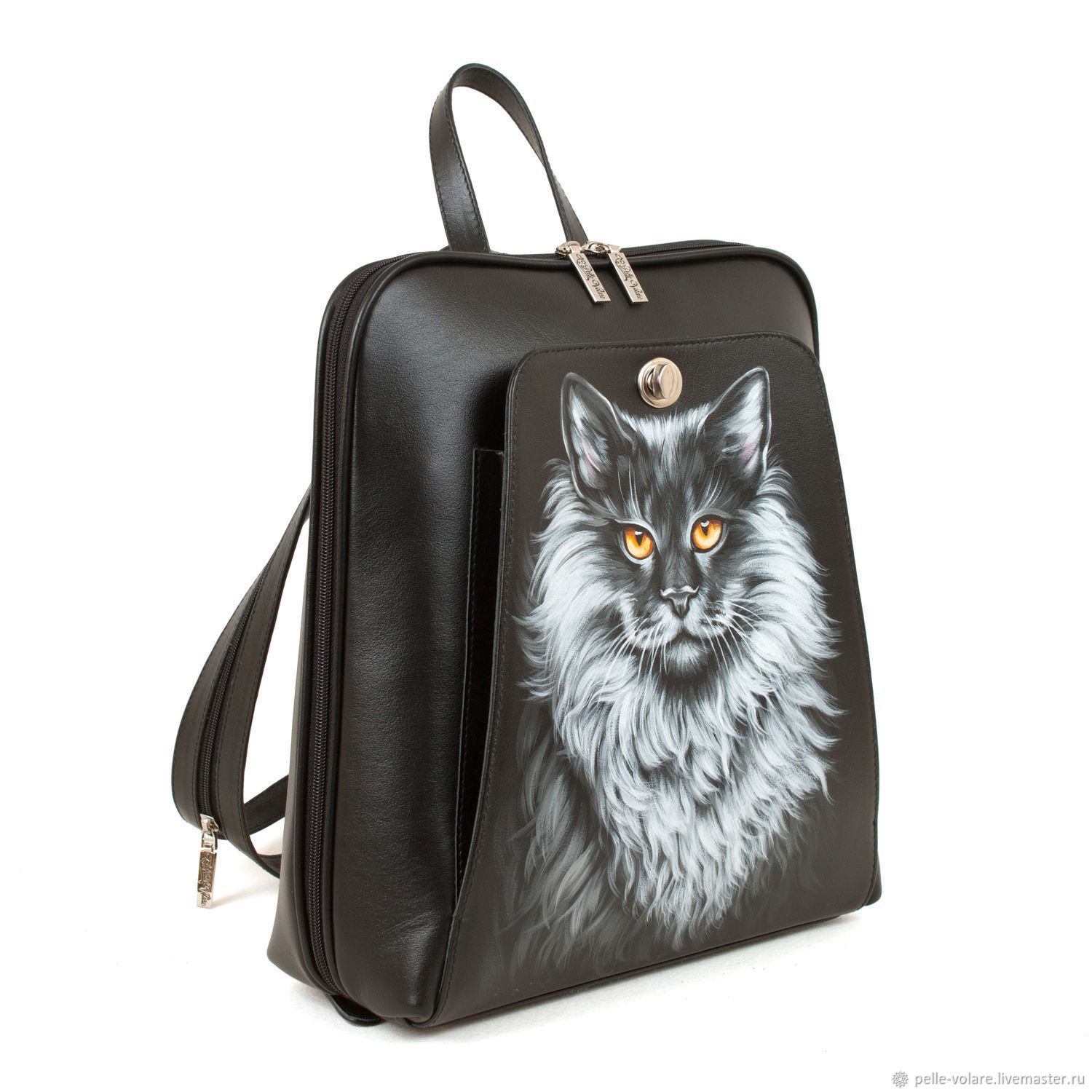 flat leather backpack