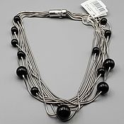 Украшения handmade. Livemaster - original item Silver necklace with black onyx beads. Handmade.