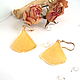 Earrings with Real Ginkgo Biloba Leaves Yellow Leaf Autumn Gold, Earrings, Taganrog,  Фото №1