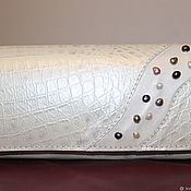 Сумки и аксессуары handmade. Livemaster - original item Leather evening clutch bag Bride clutch with mother-of-pearl. Handmade.