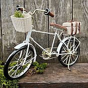 Куклы и игрушки handmade. Livemaster - original item Bicycle for dolls white bicycle with basket - accessories for dolls. Handmade.