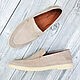 Men's loafers made of genuine suede, in beige color!. Loafers. SHOES&BAGS. My Livemaster. Фото №5