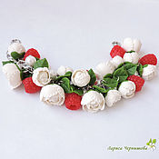 Украшения handmade. Livemaster - original item Bracelet with white peonies and raspberries. Handmade.