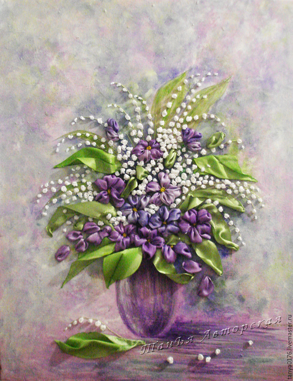 Вышитая картина "Ландыши" в интернет-магазине на Ярмарке Мастеров ...