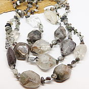 Работы для детей, handmade. Livemaster - original item Multi-row Beads of lodolite Stone world. Handmade.