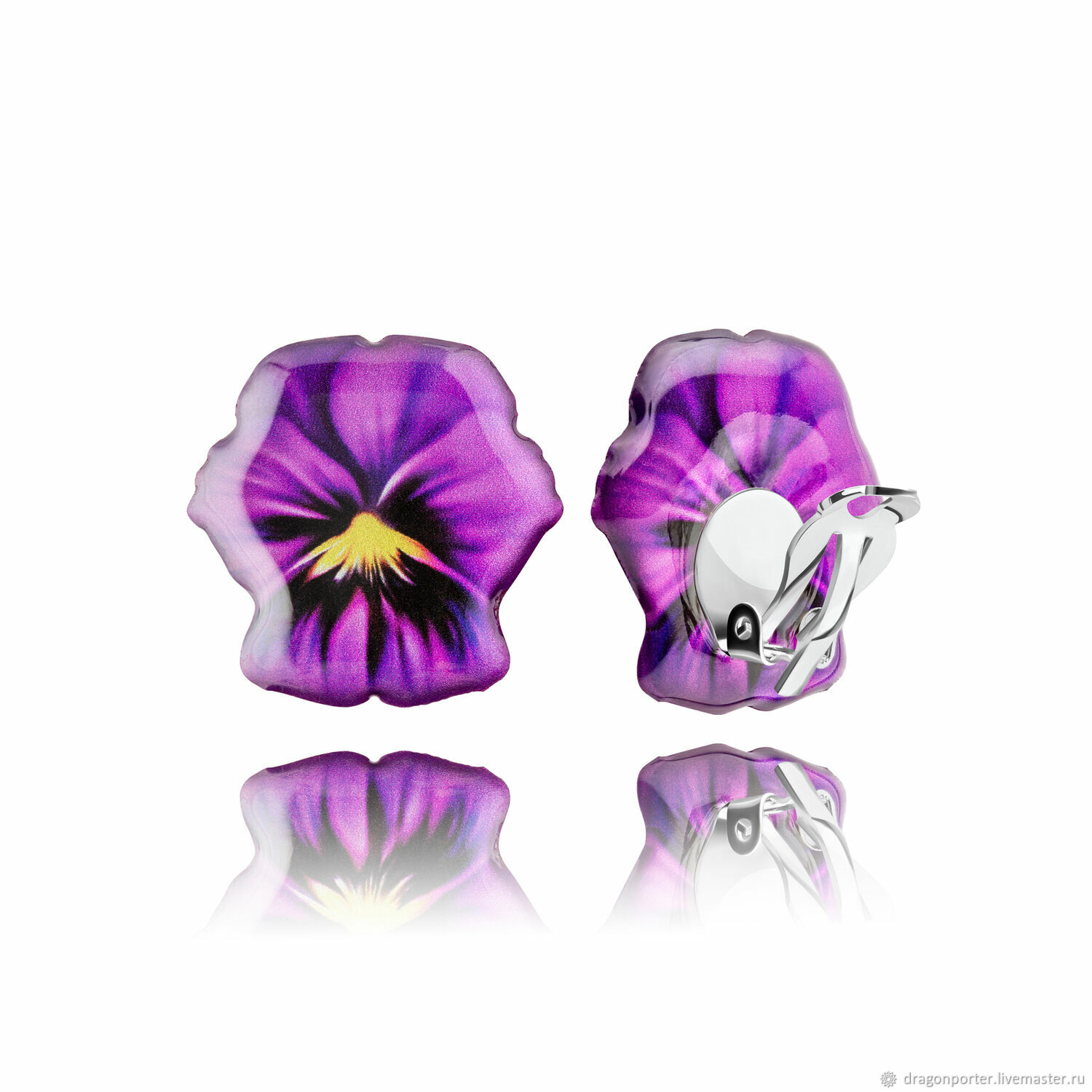 Клипсы: фиолетовые клипсы в подарок девушке "Фиалка" в интернет ...