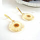 Earrings with Real Daisies White Yellow Long Gilt 16k. Earrings. WonderLand. My Livemaster. Фото №5