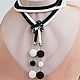 Bead harness, lariat 'Black and white nocturne',black and white. Lariats. Beaded jewelry. My Livemaster. Фото №5