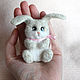 Bunny brooch made of wool, Brooches, Moscow,  Фото №1