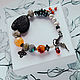 Order Bracelet with pearls, hematite, lava, coral, carnelian. Solanda. Livemaster. . Bead bracelet Фото №3