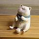 толстый белый  кот, кавайный котенок, японский аниме кот из шерсти. Войлочная игрушка. Екатерина Кольцова (KettyCat). Ярмарка Мастеров.  Фото №5