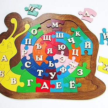Азбука, пазл Улитка. . Куклы и игрушки ручной работы - Ярмарка Мастеров Куклы и игрушки ручной работы. Ярмарка Мастеров - ручная работа Азбука, пазл Улитка. Handmade.