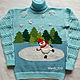 sweater Funny snowmen women's knit bow Famil, Sweaters, Chelyabinsk,  Фото №1