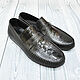 Genuine leather loafers with ostrich shins and genuine leather, Moccasins, St. Petersburg,  Фото №1
