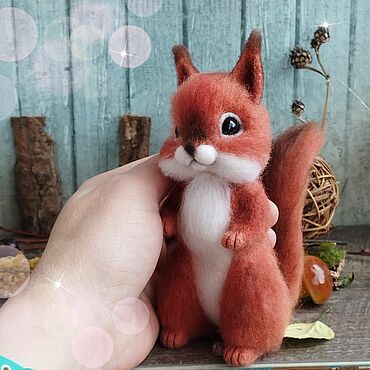 Куклы и игрушки ручной работы. Ярмарка Мастеров - ручная работа Белочка, 13 см., игрушка из шерсти. Handmade.