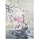 Painting crane and sakura. Japanese motifs, Pictures, Rostov-on-Don,  Фото №1